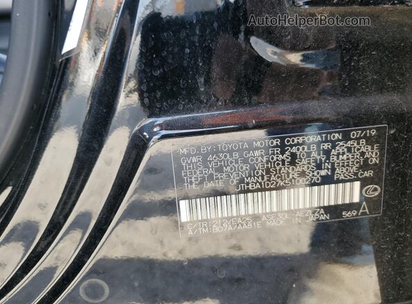 JTHBA1D27K5100270 2019 LEXUS IS Black VIN sticker view
