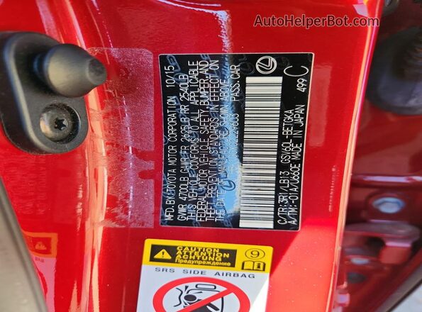 JTHBK1GGXG2229603 2016 LEXUS ES Red Widok komory silnika