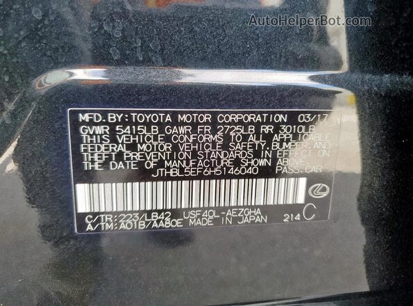 JTHBL5EF6H5146040 2017 LEXUS LS Black Вид підкапотного простору