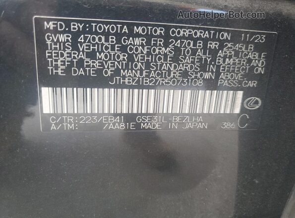 JTHBZ1B27R5073108 2024 LEXUS IS Black Widok komory silnika