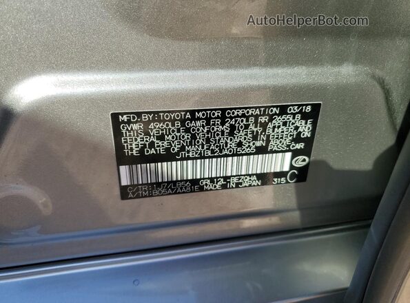 JTHBZ1BL2JA015265 2018 LEXUS GS Gray Vista de la etiqueta del VIN