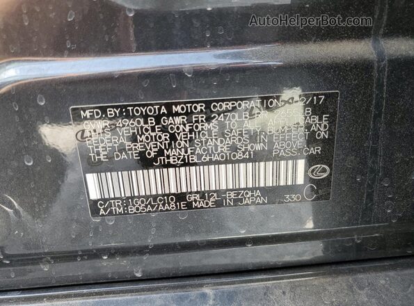 JTHBZ1BL6HA010841 2017 LEXUS GS Gray VIN կոդի պիտակի տեսք