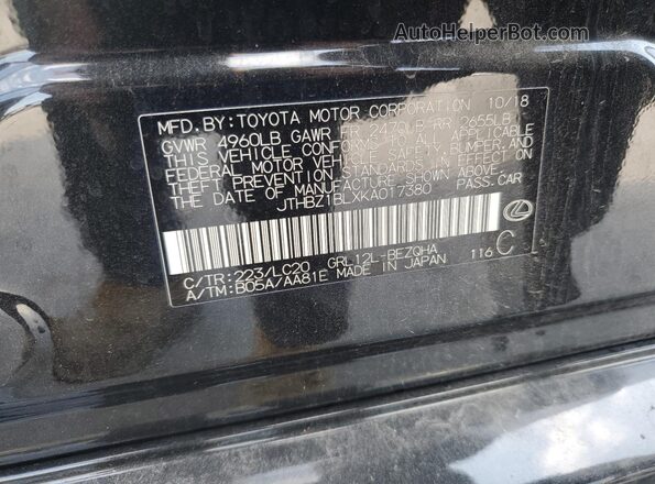 JTHBZ1BLXKA017380 2019 LEXUS GS Black ძრავის განყოფილების ხედი