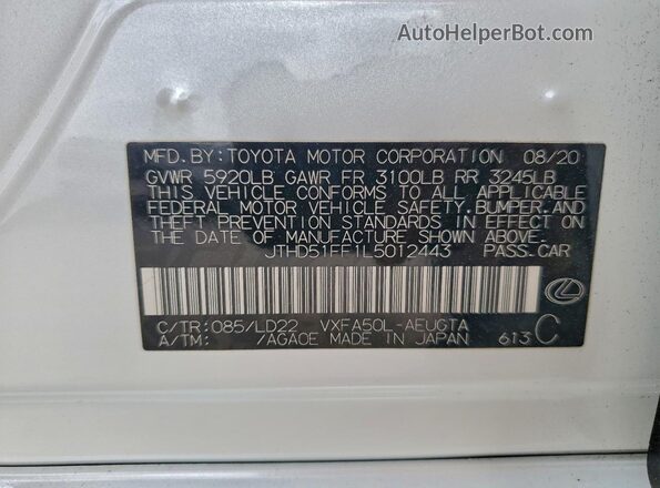 JTHD51FF1L5012443 2020 LEXUS LS White Շարժիչի բաժամունքի տեսք