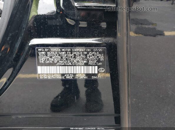 JTHDA1D28L5107464 2020 LEXUS IS 300 Black Widok komory silnika