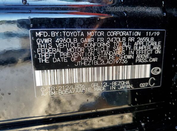 JTHEZ1BL2LA019736 2020 LEXUS GS Black Շարժիչի բաժամունքի տեսք