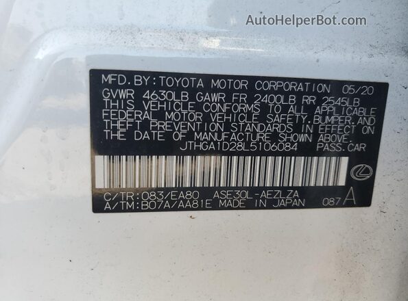 JTHGA1D28L5106084 2020 LEXUS IS White Շարժիչի բաժամունքի տեսք