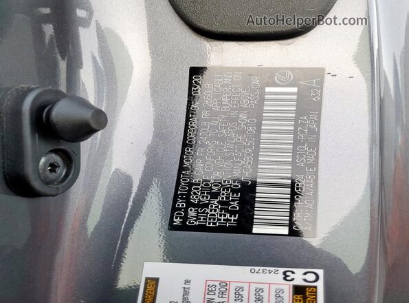 JTHGA5BC9L5010810 2020 LEXUS RC Серый Вид наклейки с VIN-кодом