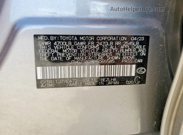 JTHGZ1B28P5065585 2023 LEXUS IS Silver 