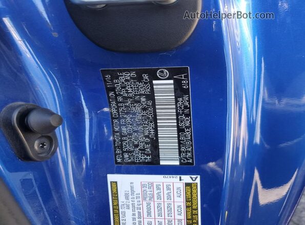 JTHHP5BC1H5006146 2017 LEXUS RC-F Blue Vista de la etiqueta del VIN