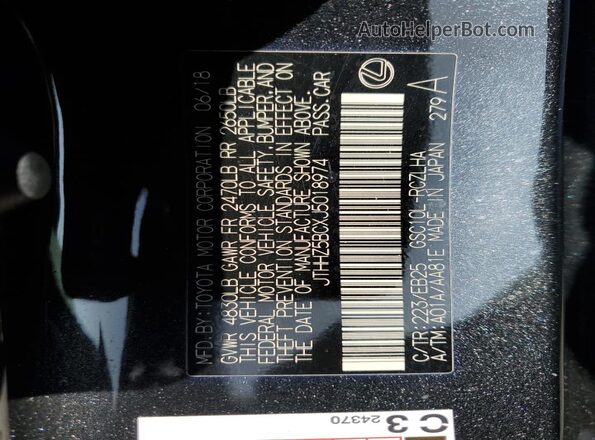 JTHHZ5BCXJ5018974 2018 LEXUS RC Black Vista del compartimento del motor