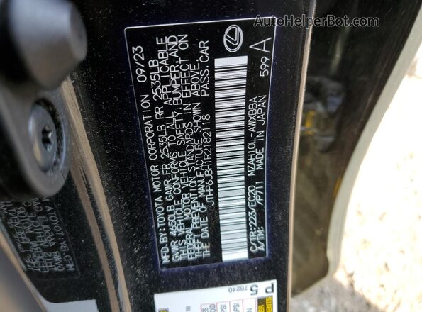 JTHP6JBH1R2182118 2024 LEXUS UX Черный Вид наклейки с VIN-кодом