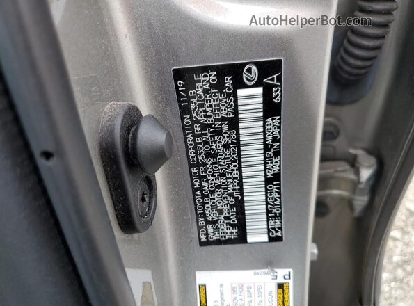 JTHP9JBH0L2021788 2020 LEXUS UX Silver VIN sticker view