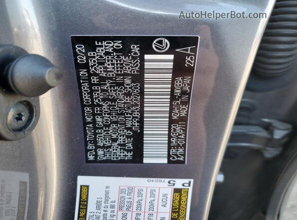 JTHP9JBH3L2027603 2020 LEXUS UX Серый Вид подкапотного пространства