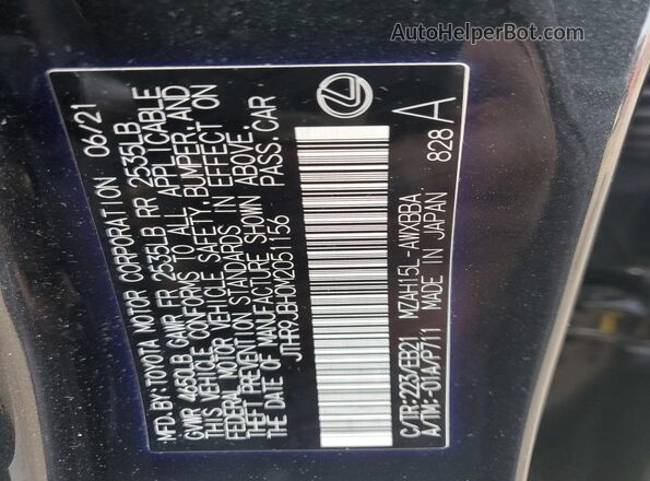 JTHR9JBH0M2051156 2021 LEXUS UX Black Вид підкапотного простору