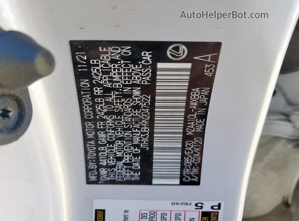 JTHX3JBH9N2047522 2022 LEXUS UX White სალონის 360-გრადუსიანი ხედი