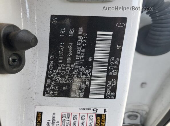 JTJAM7BX4M5297419 2021 LEXUS GX White Vista de la etiqueta del VIN