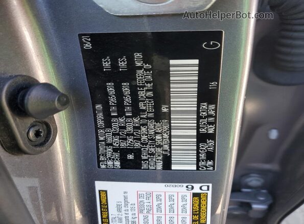 JTJAM7BX4M5298019 2021 LEXUS GX Silver VIN კოდის სტიკერის ხედი