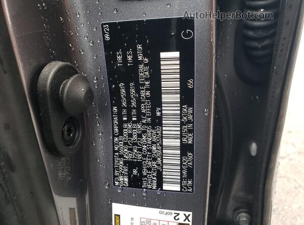 JTJAM7BX4P5376402 2023 LEXUS GX Gray VIN sticker view