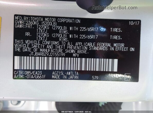 JTJBARBZ9J2155199 2018 LEXUS NX 300 White Շարժիչի բաժամունքի տեսք
