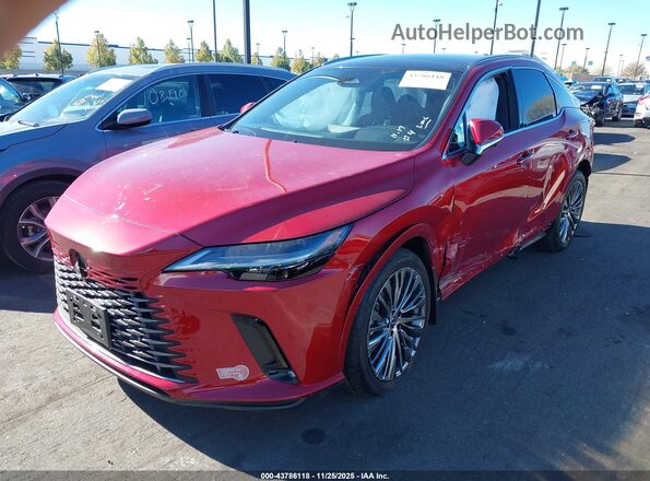 JTJCJMGA3R2021195 2024 LEXUS RX 450H+ Red Առջևի ձախ երեք քառորդ տեսարան