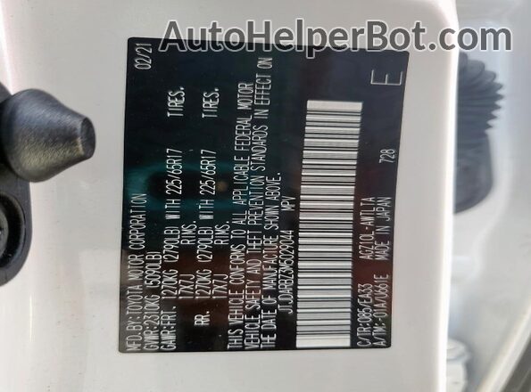 JTJDARBZ3M5029044 2021 LEXUS NX White VIN sticker view