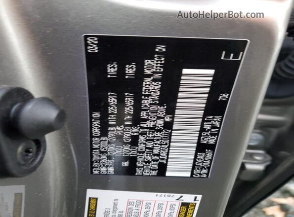 JTJDARDZ4L5017772 2020 LEXUS NX Silver Vista de la etiqueta del VIN