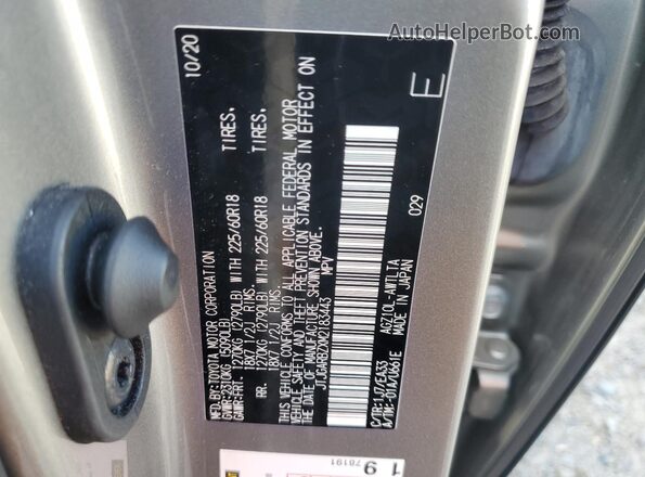JTJGARBZXM2183443 2021 LEXUS NX Silver VIN sticker view
