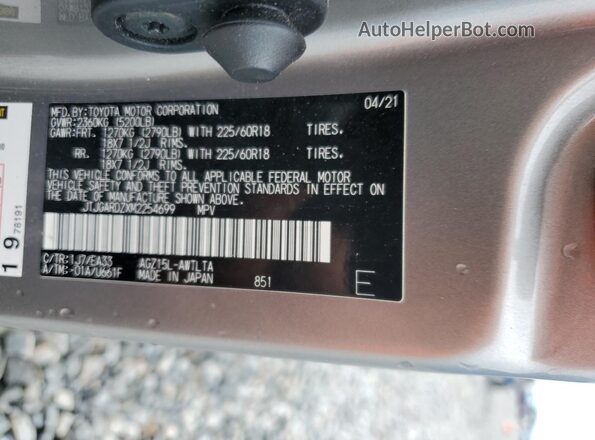 JTJGARDZXM2254699 2021 LEXUS NX Silver VIN sticker view