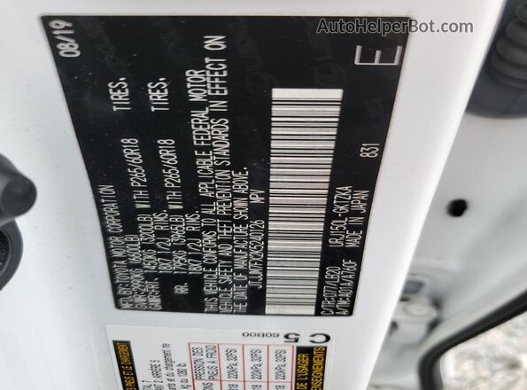 JTJJM7FX2K5240126 2019 LEXUS GX White 