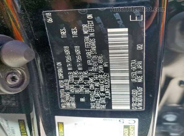 JTJJM7FX8J5207257 2018 LEXUS GX Black VIN կոդի պիտակի տեսք