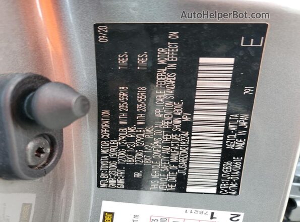 JTJSARBZ0M2182344 2021 LEXUS NX Серебряный Вид наклейки с VIN-кодом