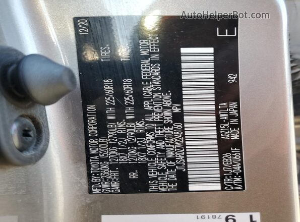 JTJSARDZ7M2248160 2021 LEXUS NX Silver VIN կոդի պիտակի տեսք