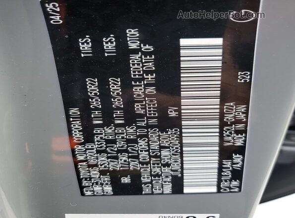 JTJVBCDX7S5049935 2025 LEXUS GX Gray Vista de la etiqueta del VIN