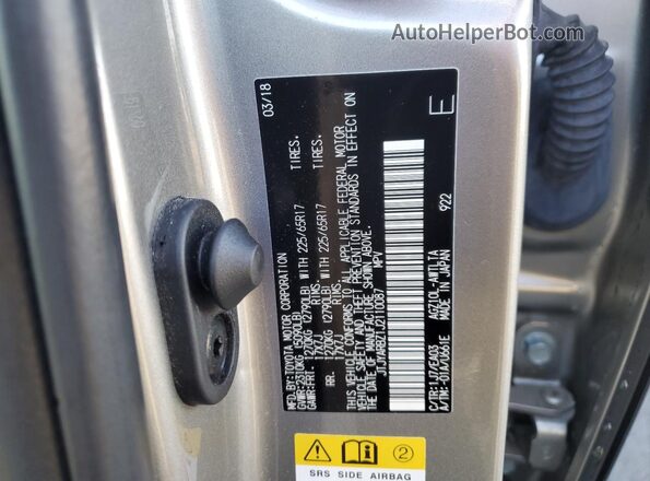 JTJYARBZ1J2110087 2018 LEXUS NX Silver 