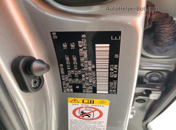 JTJYARBZ7K2143693 2019 LEXUS NX Silver Vista de la etiqueta del VIN