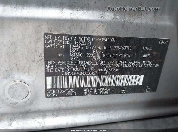 JTMAB3FV3MD058427 2021 TOYOTA RAV4 PRIME Silver 