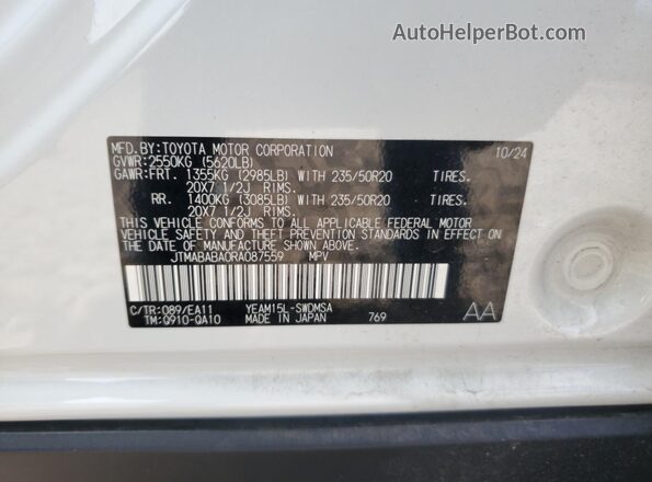 JTMABABA0RA087559 2024 SUBARU SOLTERRA White 