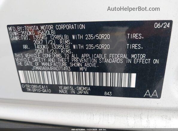 JTMABABA4RA071493 2024 SUBARU SOLTERRA White 
