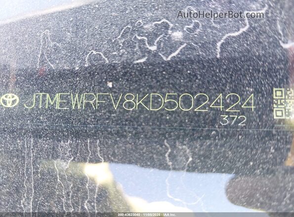 JTMEWRFV8KD502424 2019 TOYOTA RAV4 HYBRID Blue Vista del compartimento del motor