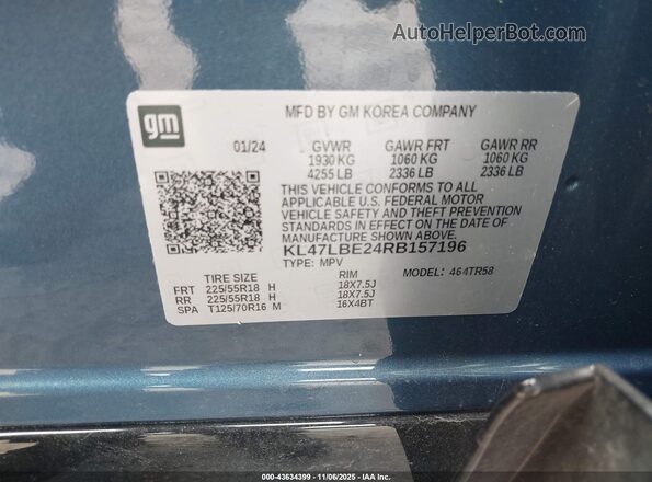 KL47LBE24RB157196 2024 BUICK OTHER Blue Vista del compartimento del motor