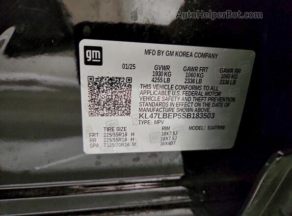 KL47LBEP5SB183503 2025 BUICK OTHER Черный 
