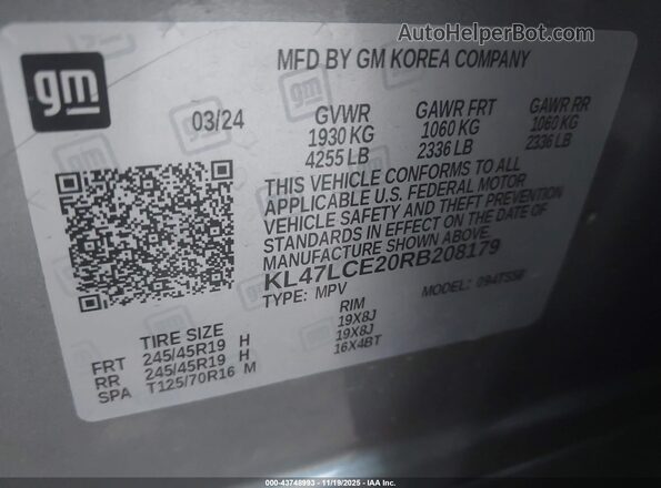 KL47LCE20RB208179 2024 BUICK OTHER Gray Widok komory silnika