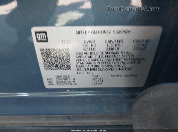KL4AMBS2XRB146050 2024 BUICK ENCORE Blue Շարժիչի բաժամունքի տեսք