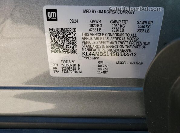 KL4AMBSL4SB083512 2025 BUICK ENCORE Silver Vista del compartimento del motor