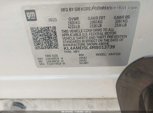 KL4AMDSL4RB013739 2024 BUICK ENCORE White ძრავის განყოფილების ხედი