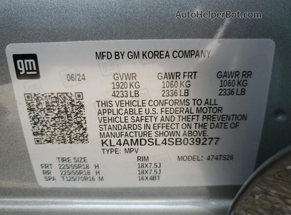 KL4AMDSL4SB039277 2025 BUICK ENCORE Silver Սալոնի 360 աստիճան տեսք