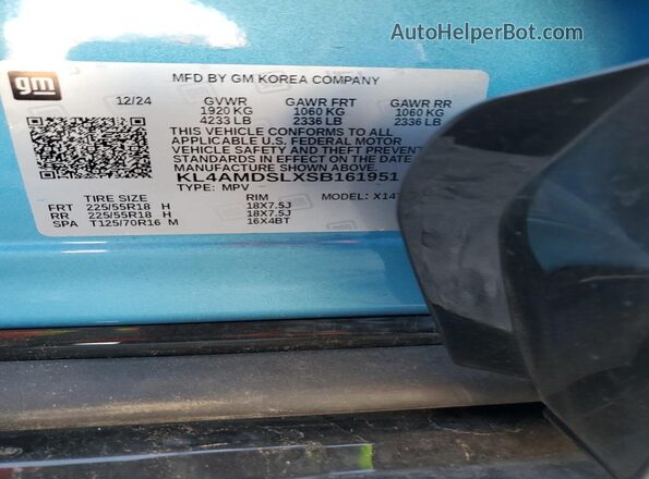 KL4AMDSLXSB161951 2025 BUICK ENCORE Blue Вид наклейки з VIN-кодом