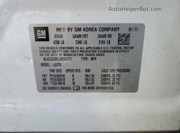KL4CJCSM3JB565371 2018 BUICK ENCORE White 