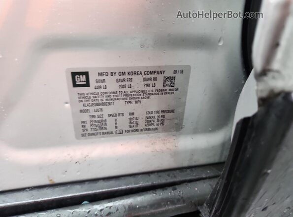 KL4CJESB0HB023617 2017 BUICK ENCORE Silver ძრავის განყოფილების ხედი
